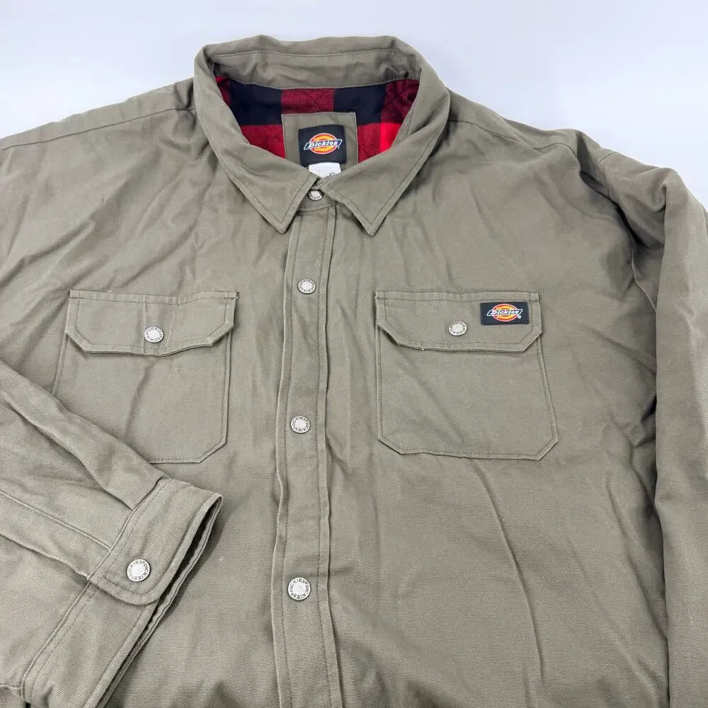 Dickies Flannel Lined Duck Shirt Jacket Men's 5XL Heritage Workwear Big Tall